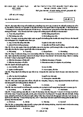 Đề thi thử Tốt nghiệp THPT môn Giáo dục công dân - Mã đề 422 - Năm học 2020-2021 - Sở giáo dục và đào tạo Bắc Ninh (Có đáp án)